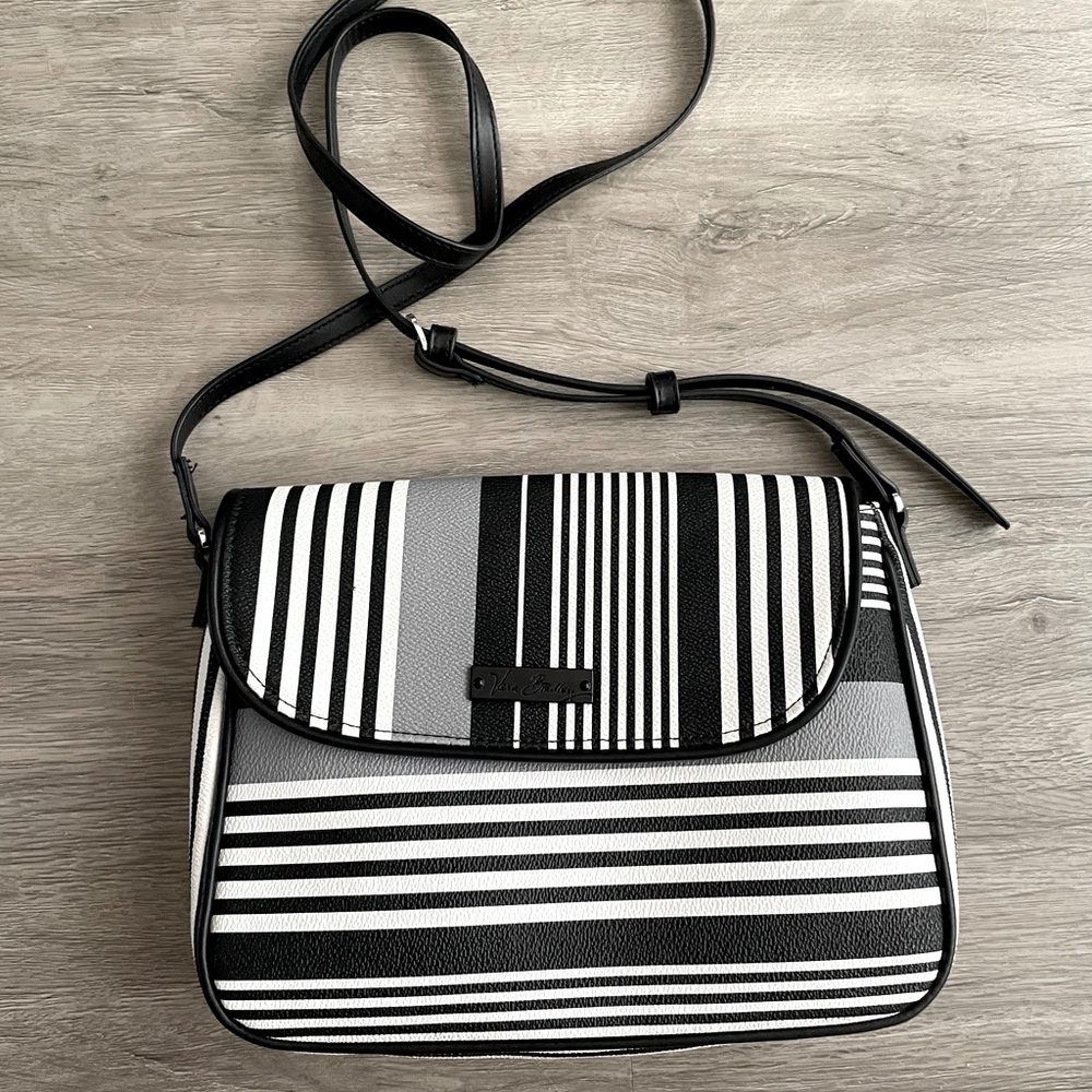 Vera Bradley Midnight Stripe Flap Crossbody Purse NWT
